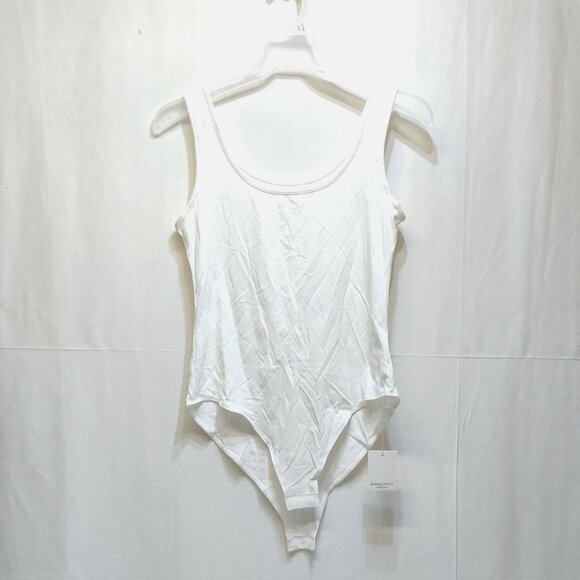 Mangopop Ribbed Tank Top Bodysuit Large White Sleeveless Stretchy Women Apparel - Picture 1 of 5
